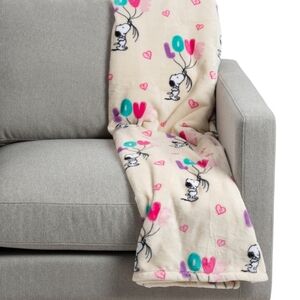 💛🔹️Peanuts 🔹️Cute Snoopy Cream Love Colorful Balloons 60x70in Throw